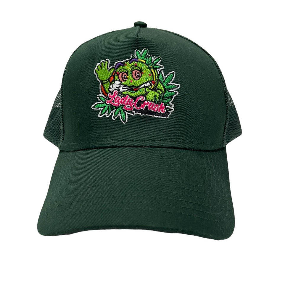 Lady Crush Crush The Strain Green Trucker Hat W Embroidered Logo Weed 420
